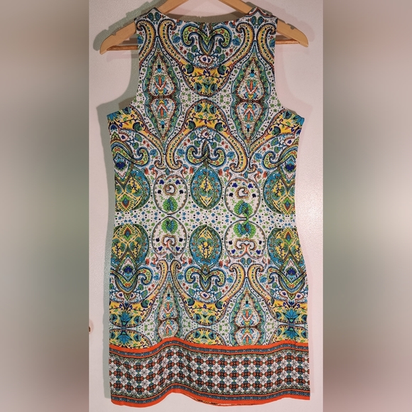 London Times Mood Paisley Border Sleeveless Shift Women's Dress - Picture 8 of 8